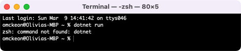 dotnet not found in terminal
